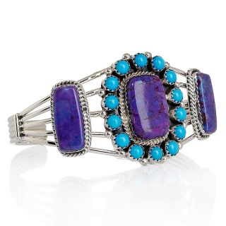 Chaco Canyon Southwest Blue and Purple Turquoise Sterling Silver Cuff