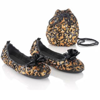 Joan Boyce Sequin Ballet Flat with Drawstring Pouch