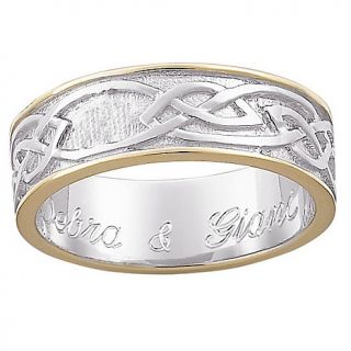 106 9781 sterling silver two tone engraved celtic wedding band note
