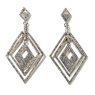  diamond shaped crystal silvertone earrings rating 7 $ 13 97 s h $ 3 95