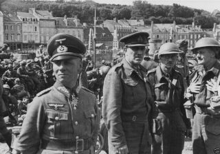 Gen Erwin Rommel with British Prisoners Historic Photo