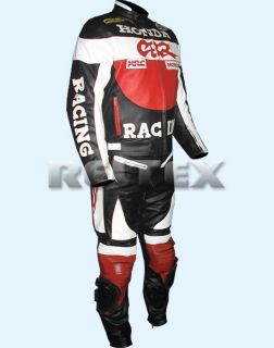 Red Black Fireblade CBR Racing HRC Leather Motorcycle Biker Jacket