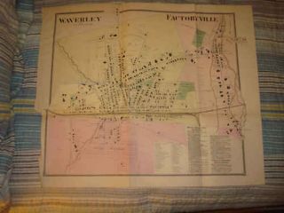 Waverly Factoryville Tioga County New York Antique Map