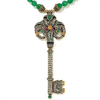 Heidi Daus Key Beaded Green Chalcedony Drop Necklace at