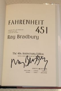 Fahrenheit 451 40th Anniversary Edition SIGNED by Ray Bradbury 1993