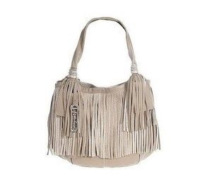 B Makowsky Glove Leather Tote with Fringe Detail