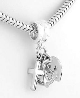 Silver Faith Hope and Love Bead for European Bracelet