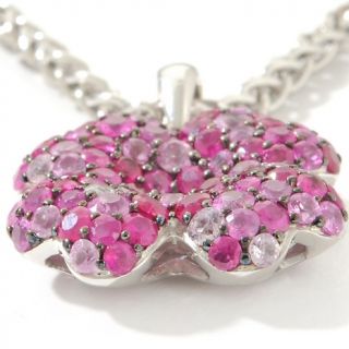My Precious Rainbow Pink Sapphire Ruby Silver Pendant with Chain at