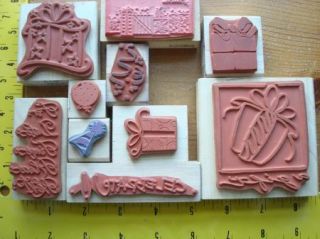 Lot of 10 Birthday Party Themed Stamps Rubber Stamp