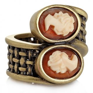 183 132 amedeo nyc double cornelian cameo basketweave bypass ring note