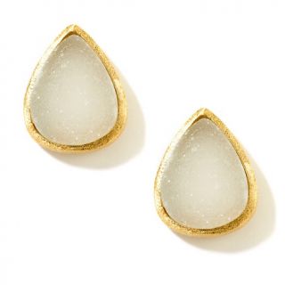 132 946 technibond technibond white drusy pear shaped stud earrings