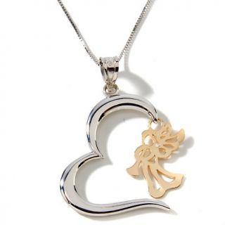 142 214 sterling silver and 10k heart and charm pendant with 18 chain