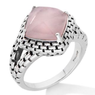 Hilary Joy Checkerboard Cut Rose Quartz Textured Sterling Silver Ring