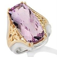 Victoria Wieck 7.40ct Pink Amethyst 2 Tone Elongated Ring Size 6