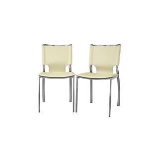 Montclare Ivory Leather Modern Dining Chairs   Set of 2