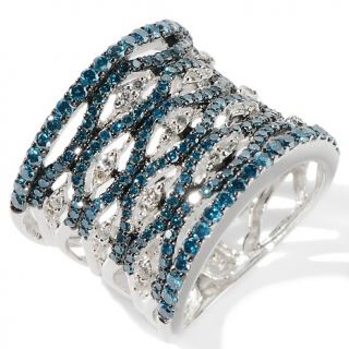 49ct Blue and White Diamond Sterling Silver Cigar Ring at