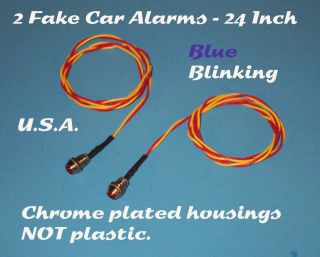 Fake Car Alarm LED Light Chrome Blue Flashing 12V 24V