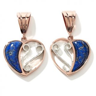 Jay King Lapis Copper and Sterling Silver Heart Earrings at