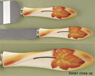  Maple Leaf Simply Autumn Fall Theme Wedding Serving Knife Server Set