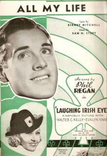  12 sheet music All My Life Laughing Irish Eyes Phil Regan Evalyn Knapp
