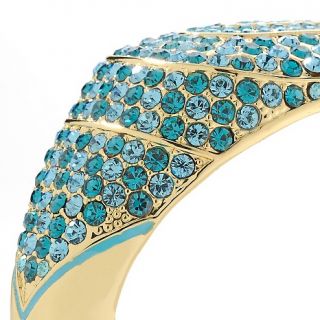 AKKAD Deco Indicolite Aqua Crystal Goldtone Cuff Bracelet