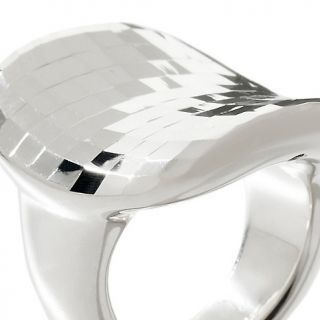 La dea Bendata Diamond Cut Concave Electroform Sterling Silver Ring at