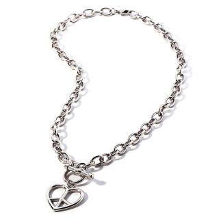 195 172 stately steel heart shaped peace sign oval link 20 1 4