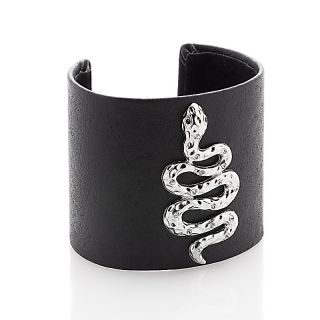 222 178 v by eva v by eva snake design crystal and faux leather cuff
