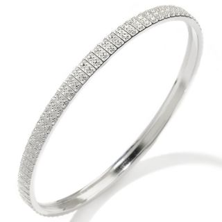 167 334 sterling silver diamond accent 2 row bead set bangle bracelet