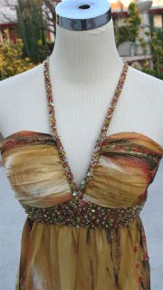 NWT FAVIANA COUTURE $440 Gold /Multi Prom Party Gown 4