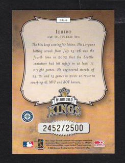 2002 Donruss Diamond Kings #DK 6 Ichiro 2452/2500 Seattle Mariners