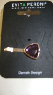 Evita Peroni Luxery Hair Clip Purple Stone Signed