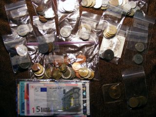 Euro Bills Coins Swiss Germany Belgium China Silver Junk Dollar
