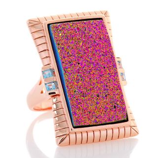 181 777 moody pink drusy and blue topaz rose vermeil ring rating 9 $