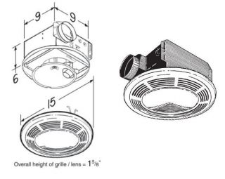 Broan 100 CFM Bathroom Round Exhaust Fan w Night Light