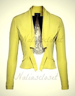 Fashion star H M Orly Yellow Green lace Jacket Blazer size 10 NWT