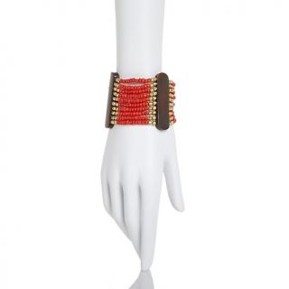 Bajalia Sarala Bone and Brass Colored Bead Stretch Bracelet