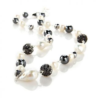 Sally C Treasures Cultured Freshwater Pearl, Hematite and Crystal