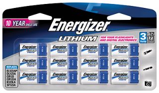 Energizer 123 Lithium Batteries 12 Pack 10yr Shelf Life Flashlights