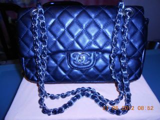  Chanel Classic Black Faux Leather Bag