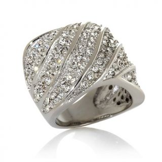207 597 stately steel pave crystal wave design band ring rating 15 $