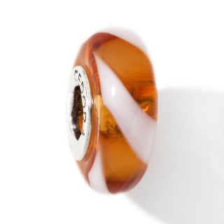 191 246 charming silver inspirations orange and white glass sterling