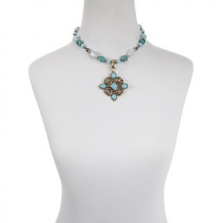 200 067 studio barse turquoise and gemstone bronze pendant with 18