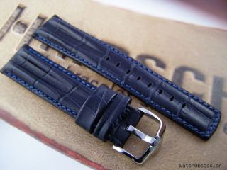 Hirsch Professional 18mm Blue Leather Strap for Omega