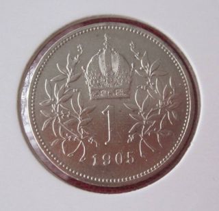 Austria 1 Corona 1905 XF Scarce Silver Coin F Joseph