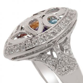 Victoria Wieck 2.14ct Multigem Sterling Silver Mosaic Overlay Marquise