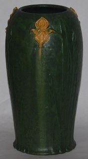 Ephraim Faience Pottery Yellow Iris Vase 924