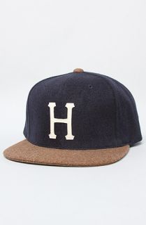HUF The Classic H Wool Starter Cap in Navy Brown
