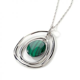 231 691 green malachite oval with diamond accents sterling silver