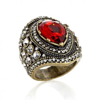 236 447 fern finds red stone and clear crystal pear shaped ring br